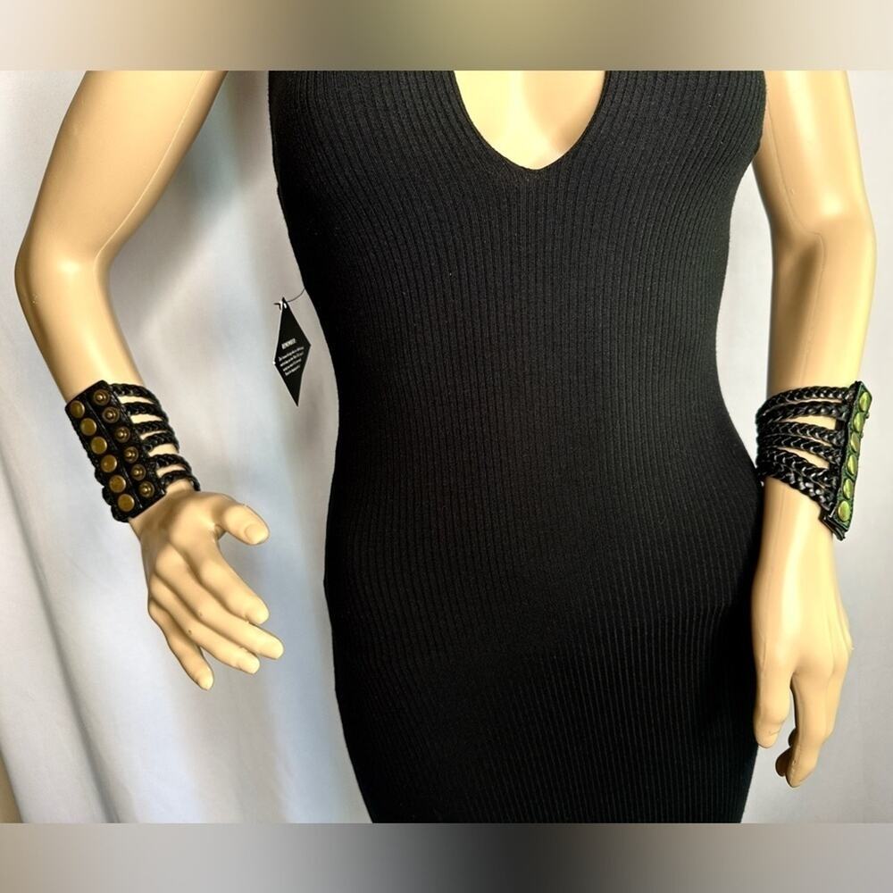 Nasty Gal Black Dress NWT Ribbed Stretch Sexy Cleavage Brand New - Picture 2 of 8